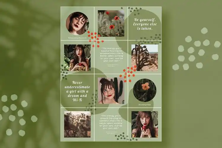 摄影照片朋友圈展示ins风模板图文排版psd海报 instagram quotes