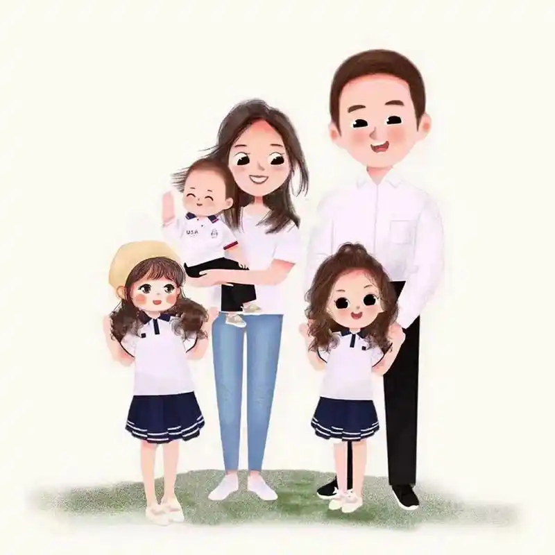 一家五口(两女一儿)情侣头像/全家福头像 一家五口(两女一儿)情侣头像