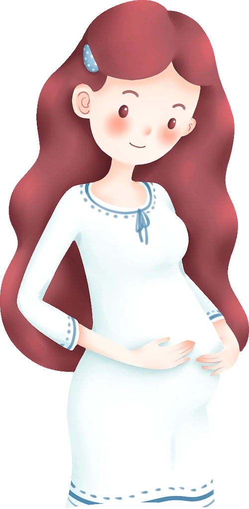 可爱卡通长发孕妇