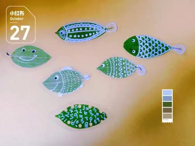 丙烯笔画出花纹可爱的小鱼书签就做好了(●°u°●)67 」