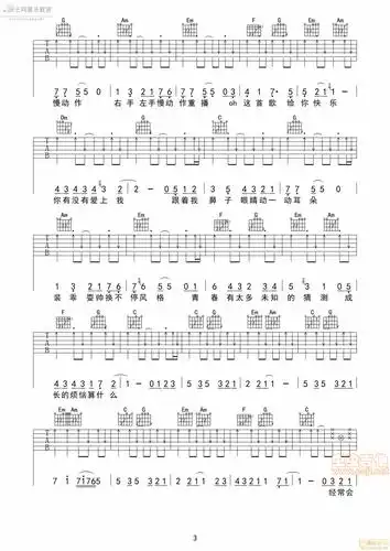 《青春修炼手册-tfboys(吉他谱)》吉他谱