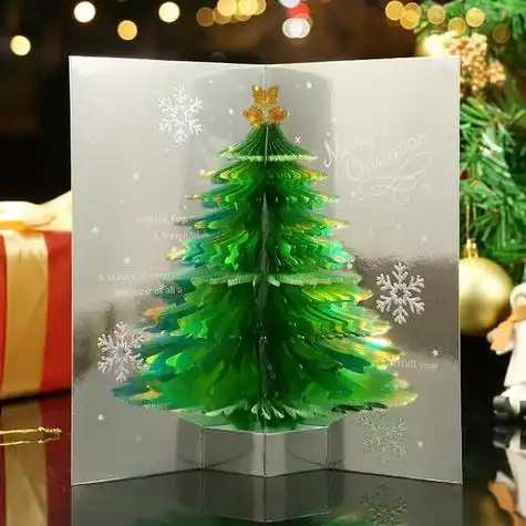 圣诞节贺卡3d精致立体圣诞树小卡片创意手工定制包装心愿卡2022新年