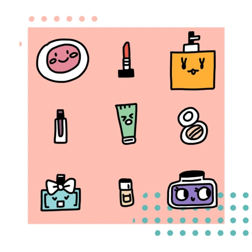 化妆品q版萌系表情创意手绘插画元素