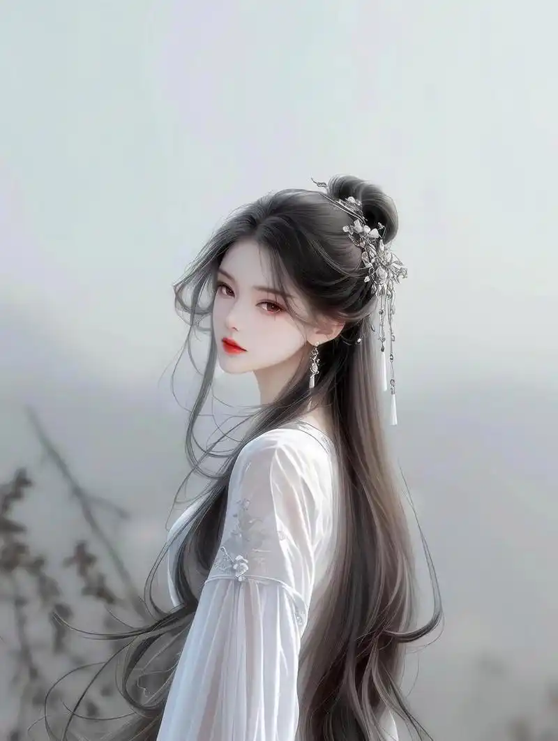 一组极美的古风美人图壁纸头像 78一袭素衣,翩若惊鸿,婉若游龙,如