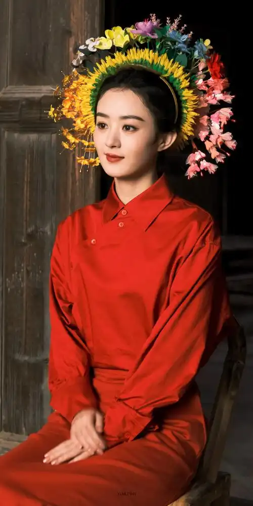 赵丽颖超话#赵丽颖红衣簪花围造型#96#赵丽颖簪花围造型#96