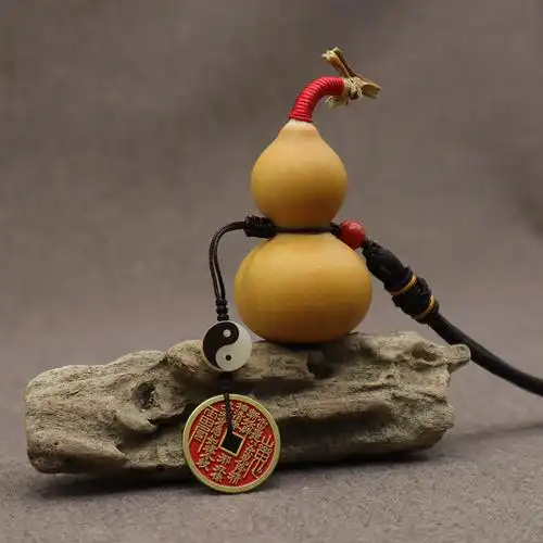 汽车挂饰黄铜山鬼花钱朱砂天然葫芦挂件太极八卦高档-阿里巴巴