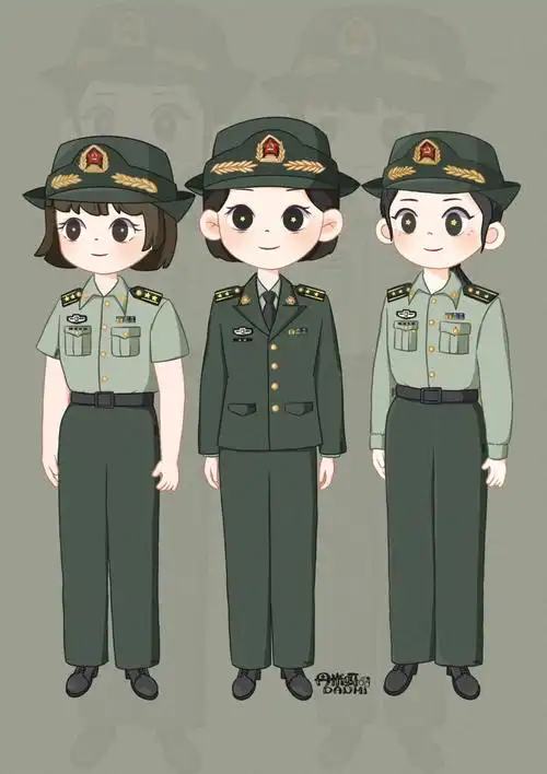 插画q版文职q版女兵