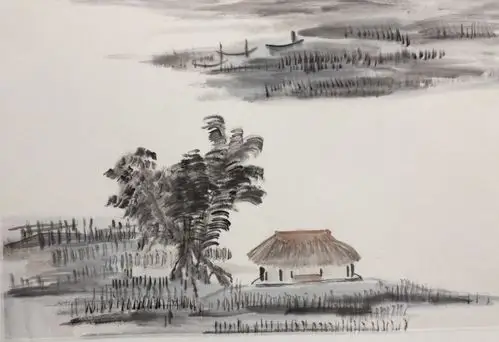 五绝. "水畔茅屋"(新韵)