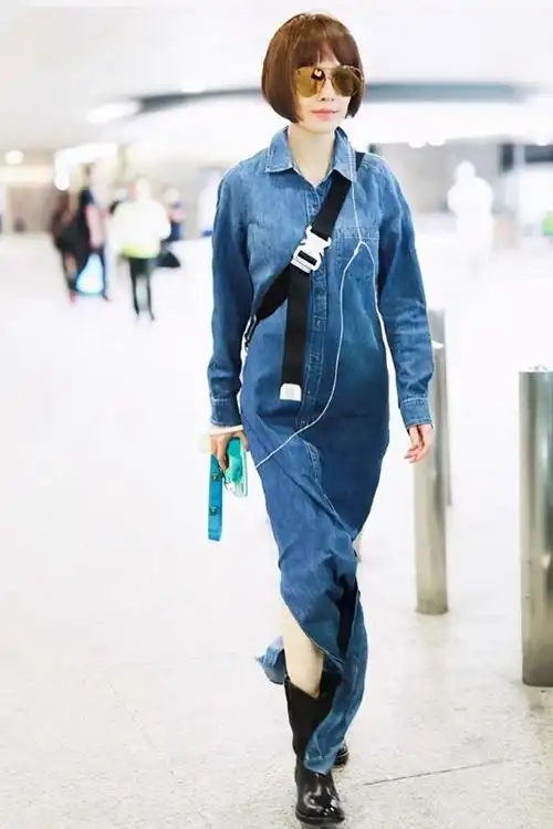 配拖地裤女人味好浓郁|减龄|记者|连体裙|波波头|陈鲁豫|小说家|身材