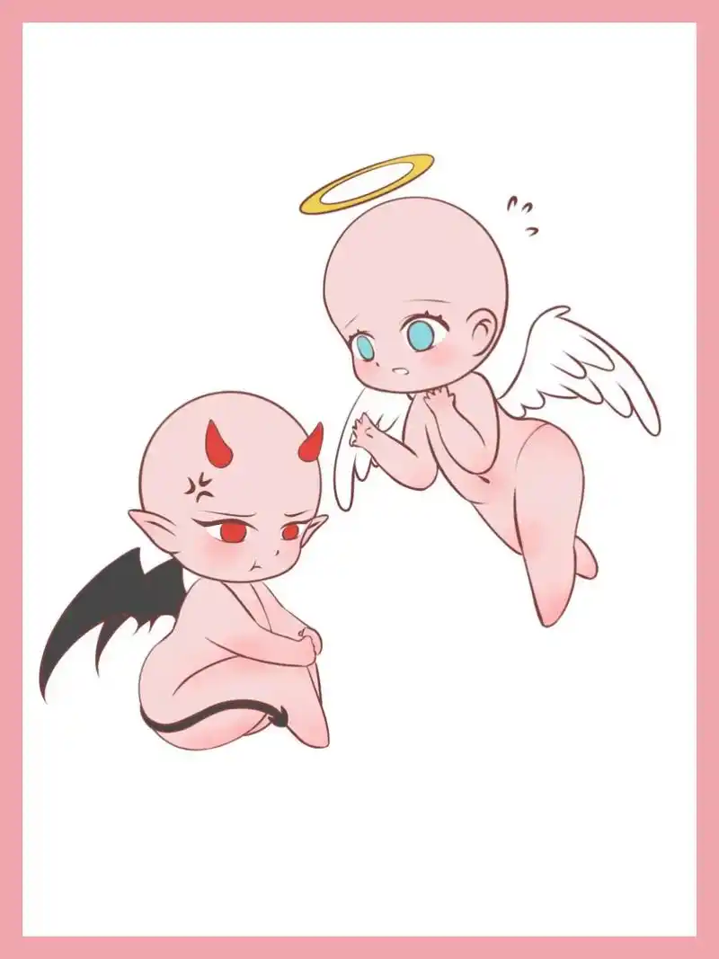 q版天使与恶魔.#绘画素材 #素材分享 #二次元 #q版 - 抖音