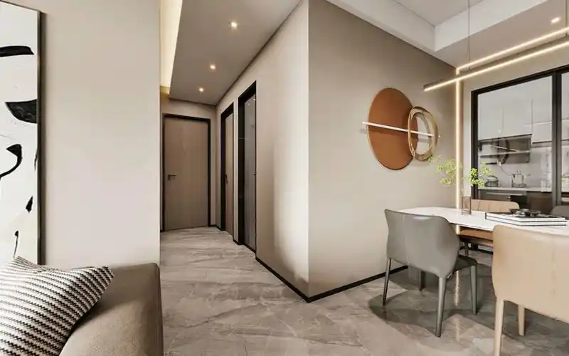 客餐厅奶咖色系,暖暖的,很贴心!