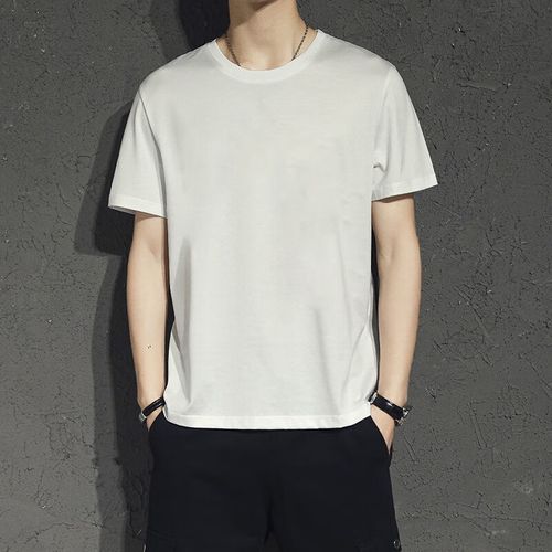 尚爵尤妮短袖t恤男夏季纯色打底衫休闲百搭情侣圆领纯棉上衣 白 s建议