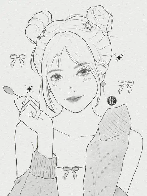 青春少女线稿佳儿团练