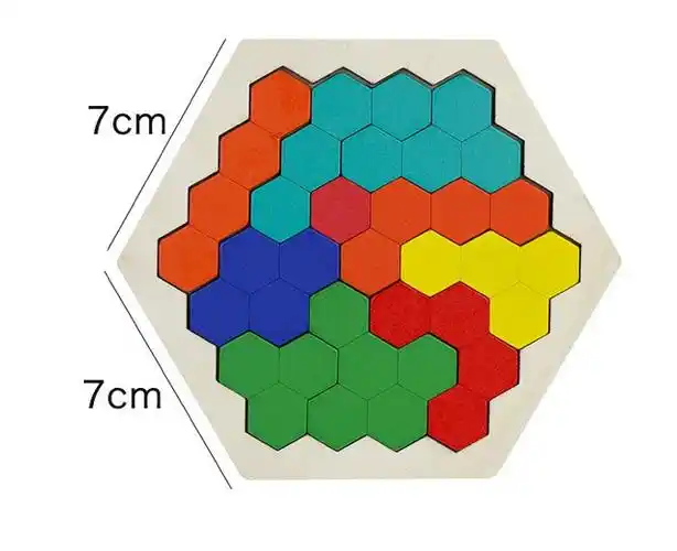 木制益智玩具拼板蜂窝式百变拼图六边形大班小学生动手桌面玩具