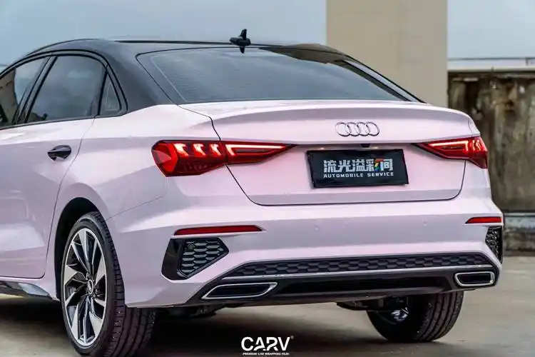 奥迪a3卡孚改色膜白金花悦粉,这个颜色真的火得不要不要_搜狐汽车