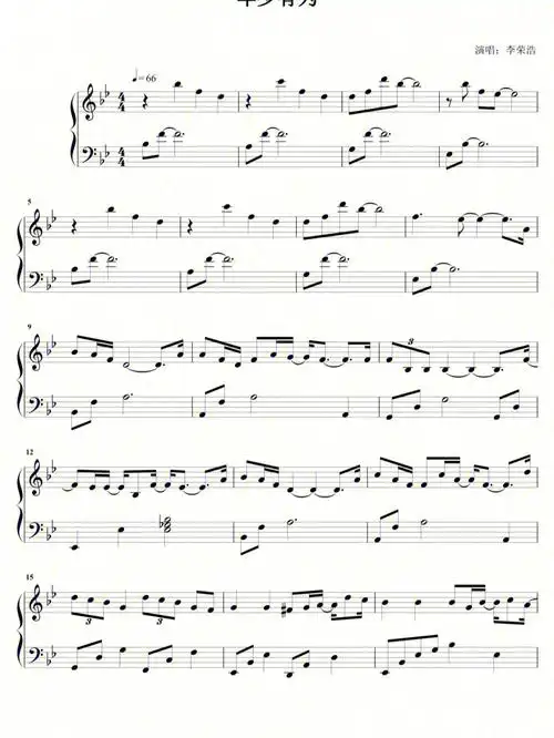 年少有为钢琴谱李荣浩