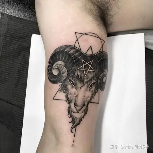 暗黑山羊tattoo撒旦山羊搭配几何元素