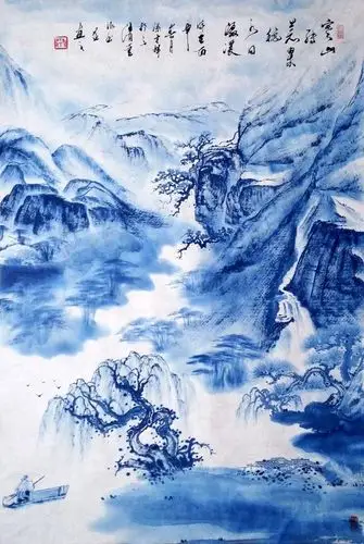 王维诗意图(寒山转苍翠,秋水日潺湲)