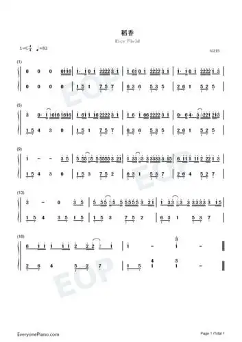 稻香-c调简单版双手简谱预览1-钢琴谱文件(五线谱,双手简谱,数字谱