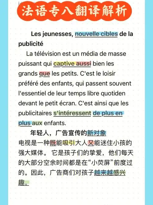 法语专八翻译解析