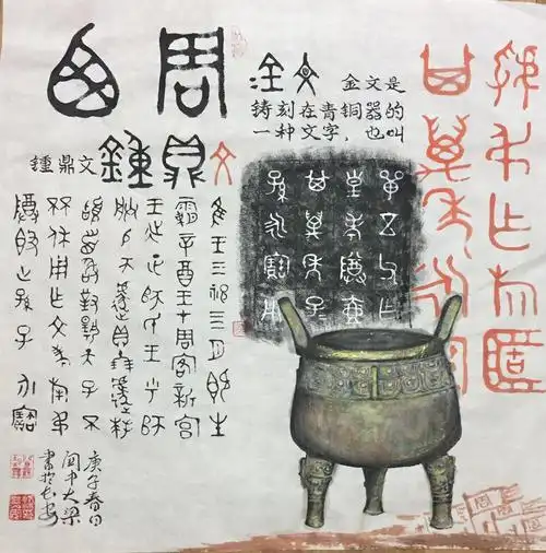 金文,也叫钟鼎文,是刻写在青铜器上的文字.