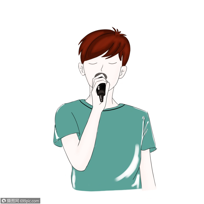 手绘音乐节唱歌男孩