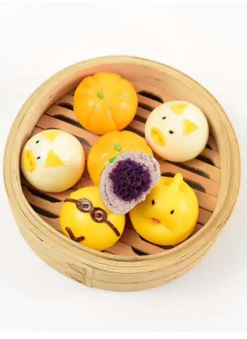 卡通薯包包紫果蔬宝宝豆沙馒头包豆沙猪猪奶黄包点
