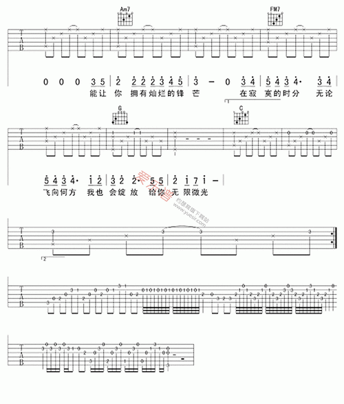 《华晨宇《微光》》吉他谱