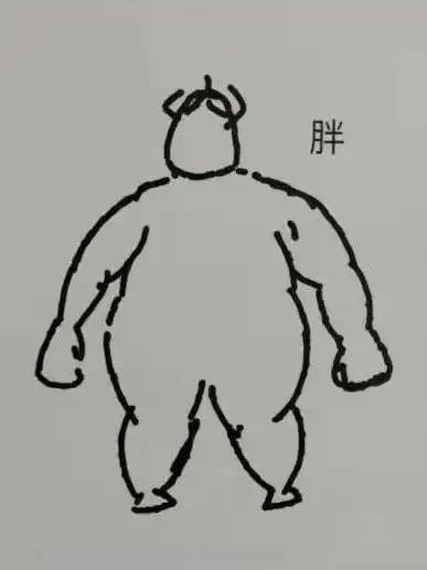 胖矮高(灵魂画手登场↓)前四种体型为高,矮,胖,瘦,比较好理解.