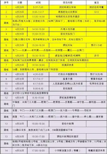 北京自助游行程表