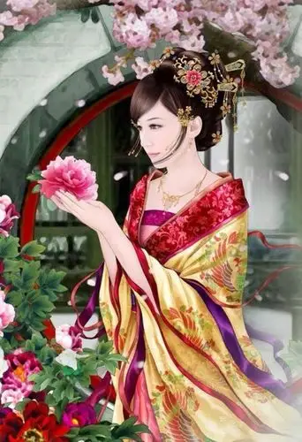 手绘 插画 古风 古装 美女