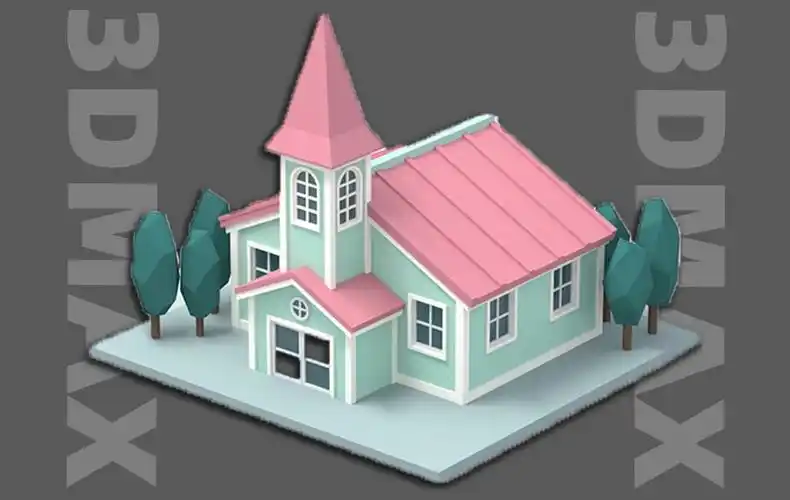 【3dmax建模】卡通房屋模型制作,0基础新手场景入门案例练习