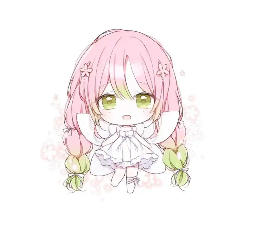 q版动漫人物绘画,线条流畅简洁,琉璃般的大眼睛灵动可爱极了