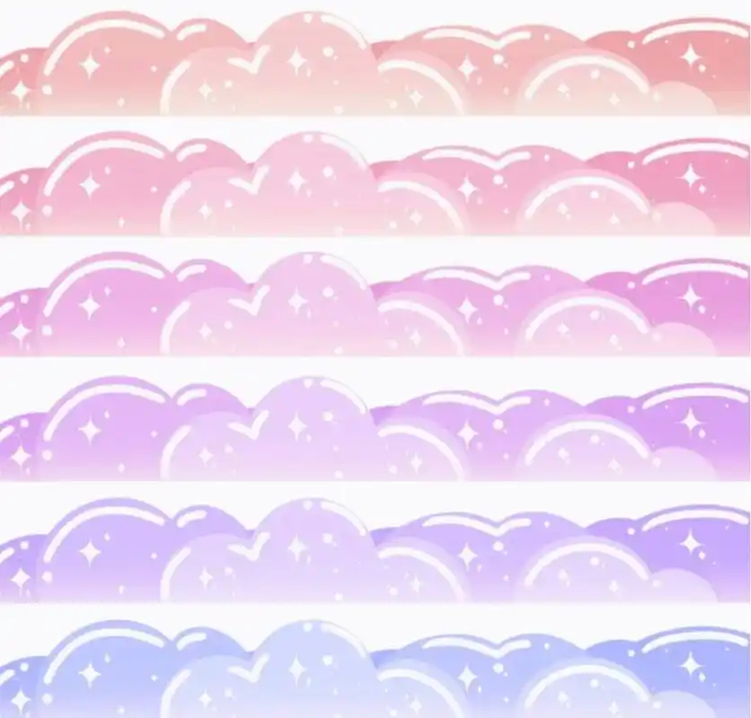电子手帐素材15 今日份的素材是云朵胶带哦~ 彩虹渐变,有梦幻的效果