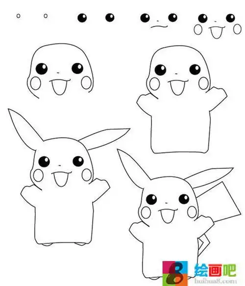 纸盘画皮卡丘简笔画步骤