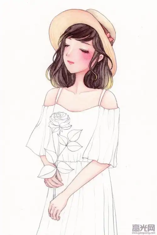 唯美水彩画人物教程,小清新女孩水彩画步骤图