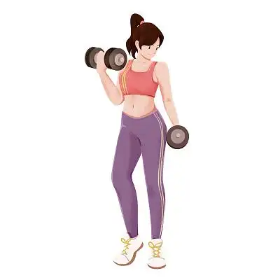 青年节粉色人物女孩健身举哑铃png素材青年节五四青年节人物