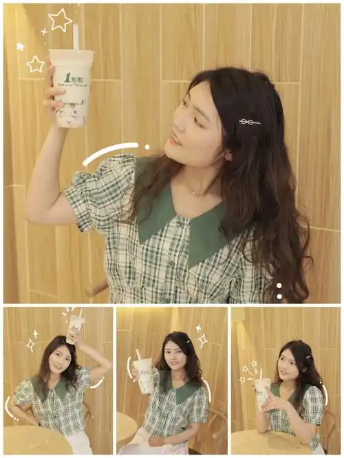 78拍照姿势喝奶茶怎么拍