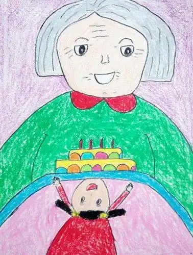少儿书画作品-奶奶,生日快乐/儿童书画作品奶奶,生日快乐欣赏_中国