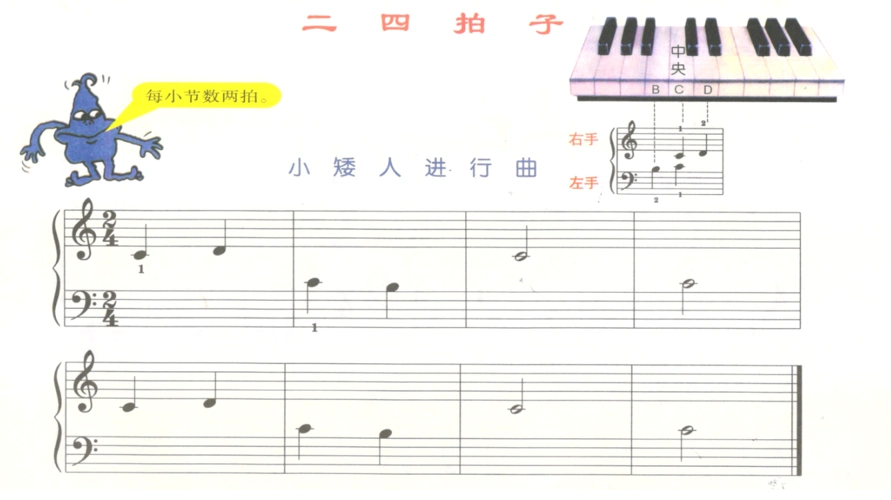 根据拍号的提示,我们知道了这是一首四二拍子的乐曲