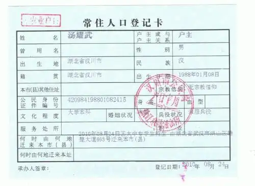 户口的载体为户籍(户口簿),是由公安机关户政管理机构所制作的,用以