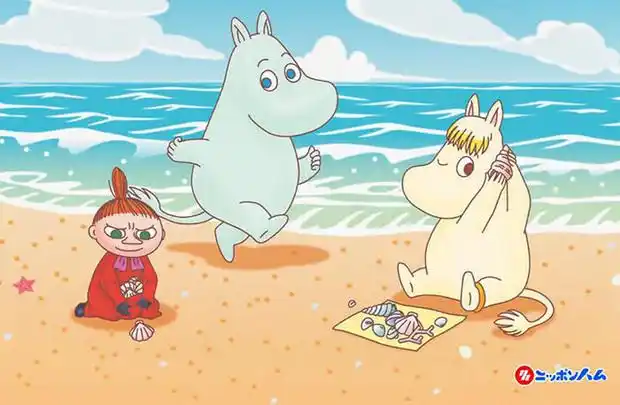 微瑕出口日本原单 姆明一族 精美刺绣可爱儿童全棉纱布方巾 浴巾