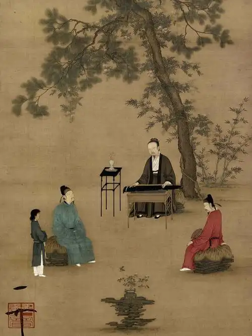 跟着古人学布景宋徽宗听琴图