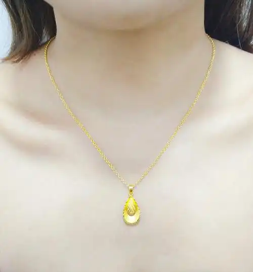 金一 黄金吊坠女 足金999水滴吊坠女款 水滴形链坠约2.46g