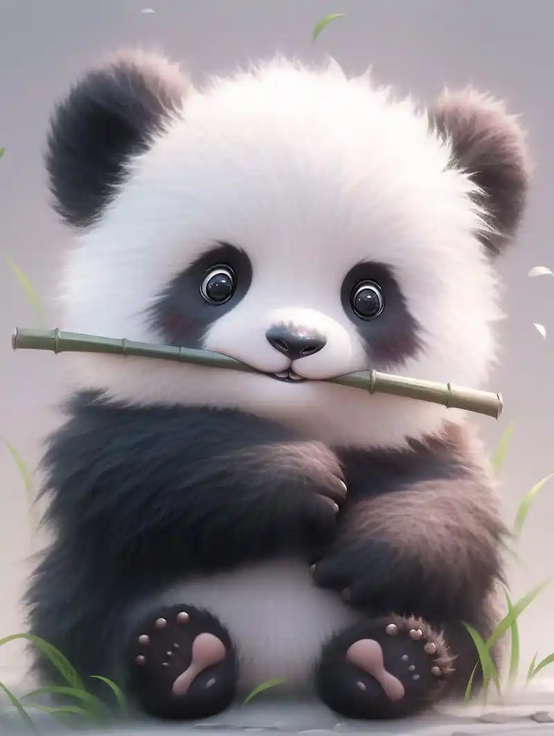 好看熊猫吃竹子图片