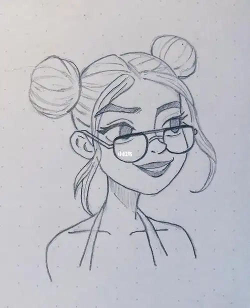 临摹人物丸子头小姐姐