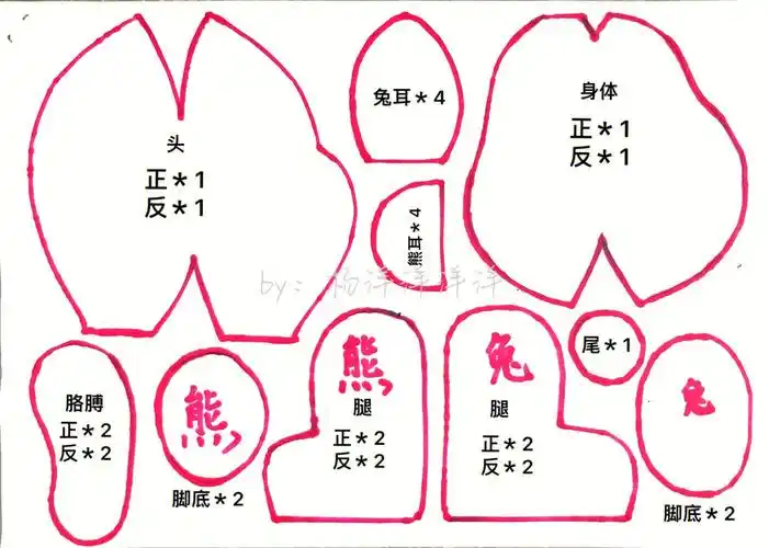 自制莉娜熊图纸73还有你们想要的小兔子