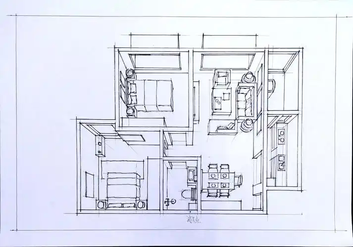 一叶手绘室内设计手绘线稿