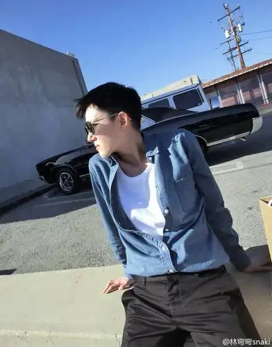 有没有林弯弯穿牛仔衣戴墨镜的照片