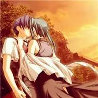 二次元唯美系情侣接吻头像